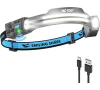 Ts-2 Lampe Frontale, Led Head Lamp Rechargeable 2400mah 2x Projecteur Orientable & Flood & Strobe Headlamp Avec Capteur De Mouvement Pour Camping, Jogging, Randonnée, Course (1 Pack)