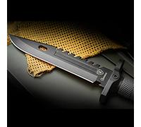 TS Couteau 12.75in M9 | Couteau de survie pour aventuriers dans la nature | Lame en acier inoxydable noir | Randonnée, Camping