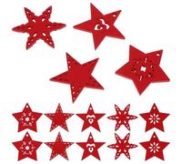Ts en Bois Pentagramme Rouges pour Bricolage et Décoration de Noël 50 | Surface Lisse et Propre, Lot de 50, Style Simple et Délicat, pour Art DIY et Intérieur