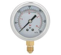 TS - PGG604 - Manomètre à pression radial rempli d', 20 bar, 1/4 BSP, manomètre en acier inoxydable avec cadran clair pour machines, montage par le bas, plage de mesure 0-20