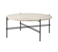 GUBI TS Table Basse D'extérieur Ronde Ø80 Blanc Travertin/Noir