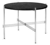 TS Table Basse Ronde Ø55 Acier Poli/Marbre Marquina Noir