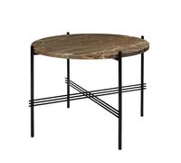 TS Table Basse Ronde Ø55 Noir/ Marbre EmperadDoré Marron