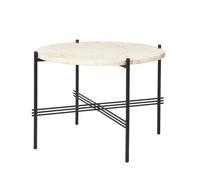 GUBI Table basse TS Round natural white travertine. ø55. structure noire