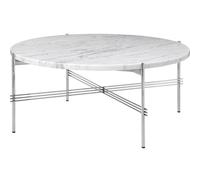 TS Table Basse Ronde Ø80 Acier Poli/Marbre Blanc de Carrare