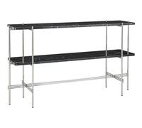 TS Table Console H72 2 Étagères Acier Poli Marbre Marquina Noir