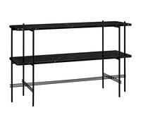 TS Table Console H72 cm avec 2 Etagères Noir/Marbre Marquina Noir
