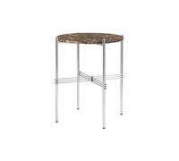 TS Table d'Appoint Ronde Ø40 Acier Poli/Marbre Emperador Marron