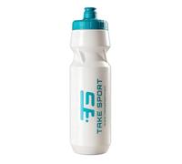 TS TAKE SPORT - Gourde de sport 1 litre en PP alimentaire - Bouteille d'eau de gym avec bouchon hermétique anti-fuite - Gourde de course, vélo et équipe sport - Design ergonomique (blanc/noir et bleu)