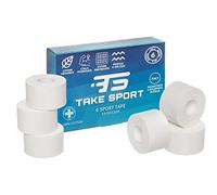 TS Take Sport® Strap sport 3,8 cm x 10 m - 6 rouleaux, sparadrap sportif fin en coton non élastique, bande adhésive pour doigts et petites articulations, strapping boxe crossfit volley football