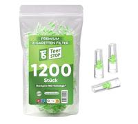 TS Teer STOP Filtres à Cigarettes Premium 8mm - 1200 pcs, Embouts Microfiltre pour Cigarettes Prêtes à Fumer & Roulées à la Main, Accessoire Réutilisable en Plastique pour Cigarettes Standard
