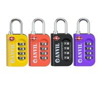 TSA Approved Luggage Lock - 4 Digit Combination padlocks with a Hardened Steel Shackle - Travel Locks for Suitcases & Baggage