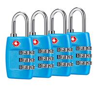 TSA Lot de 4 cadenas à combinaison à 3 chiffres - Cadenas de voyage approuvé pour valises et bagages (bleu)