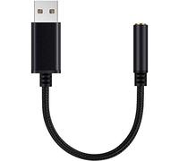 Tsadeer Adaptateur audio USB un jack pour casque de 3,5 mm, carte son stéréo externe pour PC, ordinateur portable, pour Etc. (0,6 pieds, noir)