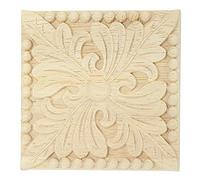 Tsadeer Appliques en bois naturel fleur carrée décalcomanies à sculpter Moulures en bois Décoratives pour meubles Porte du Cabinet Decor Craft 10 x 10 cm