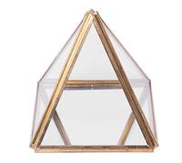 Tsadeer Boîte à en verre décorative géométrique porte anneaux pyramide en verre géométrique pour cadeau d'anniversaire de mariage S