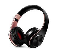 Tsadeer Casque Sans Portable Bluetooth Hi-Fi Stéréo Casque Pliable Audio Mp3 Écouteurs Réglables avec Microphone - Rose