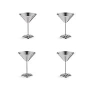 Tsadeer Set de verres à en acier inoxydable de 4,8 onces, verres à cocktail en métal, incassables, durables, finition brillante miroir