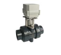 Tsai Fan DN40 PVC Water Control Electric PVC Valve BSP/NPT 1-1/2" DC12V DC24V Electric Shut Off Valve Metal Gears, IP67, CE(NPT THREAD_DC12V_CR703)