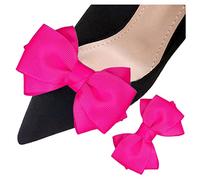 Tsangbaby 2 pièces ruban arc pinces à chaussures chaussures décoration breloques pinces à chaussures amovibles pour la fête de mariée mariage mode porter cadeau Rose rouge