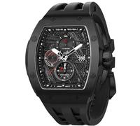 TSAR BOMBA Montre à quartz pour hommes - Bracelet de luxe - Tonneau - Chronographe - Calendrier - Date - Étanche 50M - Montre de travail, décontractée et de luxe - Cadeau pour homme, 46.5(W)x51.5(H