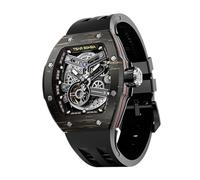 TSAR BOMBA Montre automatique interchangeable pour homme en fibre de carbone noire indirecte dorée