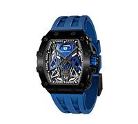 TSAR BOMBA Montre Automatique pour Hommes Montre mécanique Squelette de Luxe pour Hommes Sport Analogique étanche 50M Luminous Acier Inoxydable Fashionable Tonneau Big Face Montres
