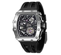 TSAR BOMBA Montre Automatique pour Hommes Montre mécanique Squelette de Luxe pour Hommes Sport Analogique étanche 50M Luminous Acier Inoxydable Fashionable Tonneau Big Face Montres