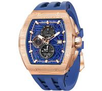 TSAR BOMBA Montre de Luxe pour Homme - Étanche jusqu'à 50 m - Analogique - Chronographe - Calendrier - Date - pour Le Travail - Grand Cadran carré,8211QII-Roseblue