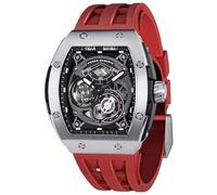 TSAR BOMBA Montre Homme Automatique - Montres Tonneau de Luxe - Etanche 50m - Indicateur de Réserve de Marche - Bracelet en Caoutchouc Fluoré - Lumineux