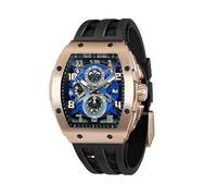 TSAR BOMBA Montre Homme Montre de Luxe Etanche 50M Tonneau Analogique Chronometre Squelette Carrée Grand Cadran Plongee Sport Montres Mouvement Japonais Bracelet Silicone Miroir Saphir Lumineux