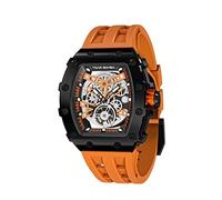 TSAR BOMBA Montre mécanique Automatique de Luxe pour Homme - Fibre de Carbone - Montre pour Homme étanche à 50 m - Montre-Bracelet carrée Bracelet en Silicone Lumineux Cadeaux élégants pour Homme