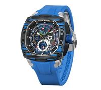 TSAR BOMBA TB8602 Montre mécanique de luxe pour homme en fibre de carbone interchangeable, bleu