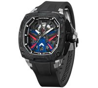 TSAR BOMBA TB8603 Montre automatique de luxe en fibre de carbone pour homme, Noir / Gris