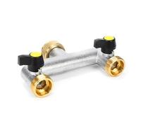 TSBB Répartiteur de robinet en laiton 2 voies de 1,9 cm avec 2 valves individuelles pour robinet de cuisine de jardin distributeur d'eau 2 voies de raccordement de robinet de cuisine de jardin