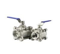 TSCFHGQI Vanne à Bille Trois pièces en Acier Inoxydable 1/2, 3/4 "1" 1-1/4 "1-1/2" 2 ", vanne de Commutation d'eau à Filetage Interne en Trois pièces, 304(1")