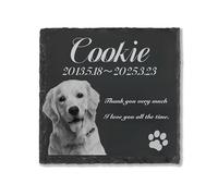 TSD Pierre commémorative pour chien avec gravure photo - Marqueur de tombe en granit noir - Plaque commémorative pour chiens perdus - Pierre tombale personnalisée avec nom - Décoration de cimetière