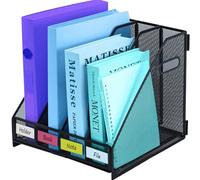 TSDRBWO Organisateurs de Bureau en Métal Porte-revues avec 4 Compartiments Verticaux - Supports de Rangement pour Bureau et Classe - Organisateur de Documents pour le Bureau à Domicile et la Salle de