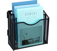 TSDRBWO Organiseur de bureau en maille avec 3 sections verticales, support mural A4 pour dossiers et magazines, organiseur de dossiers de bureau en métal pour la maison, le bureau et la salle de