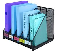 TSDRBWO Porte-revues de bureau en métal avec 5 compartiments verticaux - Organisateur de dossiers de table - Organisateur de classeurs pour la maison, le bureau et la salle de classe