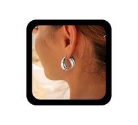 TseanYi Boucles d'oreilles créoles rondes épaisses en forme de cercle irrégulier, boucles d'oreilles en métal Tai Chi Poissons pour femme, Zinc, Pas de gemme