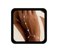 TseenYi Boho Bracelet à chaîne de mains en cristal Bracelet à anneau d'esclaves argent Bracelets doigt à chaîne minimaliste Bracelets à anneaux d'esclaves Chaînes minimalistes Chaînes harnais à main
