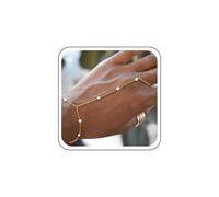 TseenYi Boho Bracelet à chaîne de mains en cristal Bracelet à anneau d'esclaves doré Bracelets de doigt à chaîne minimaliste Bracelets à anneaux d'esclaves Chaînes minimalistes Chaînes harnais à main