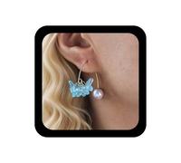 TseenYi Boucles D'oreilles Fleurs Bleues En Perles Boucles D'oreilles Pendantes En Grappe De Fleurs Florales En Résine Lily Pétale Pour Femmes