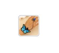 TseenYi Bracelet à anneau en velours papillon Bracelet esclave de papillon gothique Butterflys Blue Pearl Gemstone Dinger Ring Hand Déclaration de lolita Bijoux de promotion de mariage