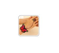 TseenYi Bracelet à anneau en velours papillon Bracelet esclave de papillon gothique Butterflys Red Pearl Gemstone Dinger Ring Hand Déclaration de lolita Bijoux de promotion de mariage