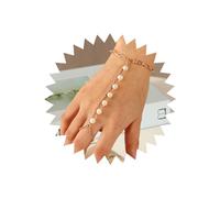 TseenYi Bracelet Boho Perle Anneau Esclave Bracelet Doigt Perle Vintage Bracelet Anneau Doigt Perle Doré Bracelet Main Perle Superposé Chaîne De Poignet Bijoux Pour Femmes Et Filles Cadeaux
