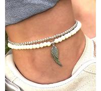 TseenYi Bracelet Cheville Boho En Perles Superposées Bracelet Cheville Extensible En Perles Rocaille En Argent Bracelet Cheville En Perles Bijoux Pied Plage D'été Pour Les Femmes Et Les Filles