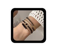 TseenYi Bracelets De Perles Noires Superposées Bracelet De Perles De Cristal Superposées Bracelet De Perle De Cristal Superposée Bracelets De Perle De Cristals Superposée