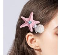 TseenYi Clip à cheveux de la coquille d'étoile de mer Coupe d'étoile de la mer Pearl Grande épingle à cheveux rose étoile de mer Clips de barrette de cheveux de coiffure étoile de perle vintage